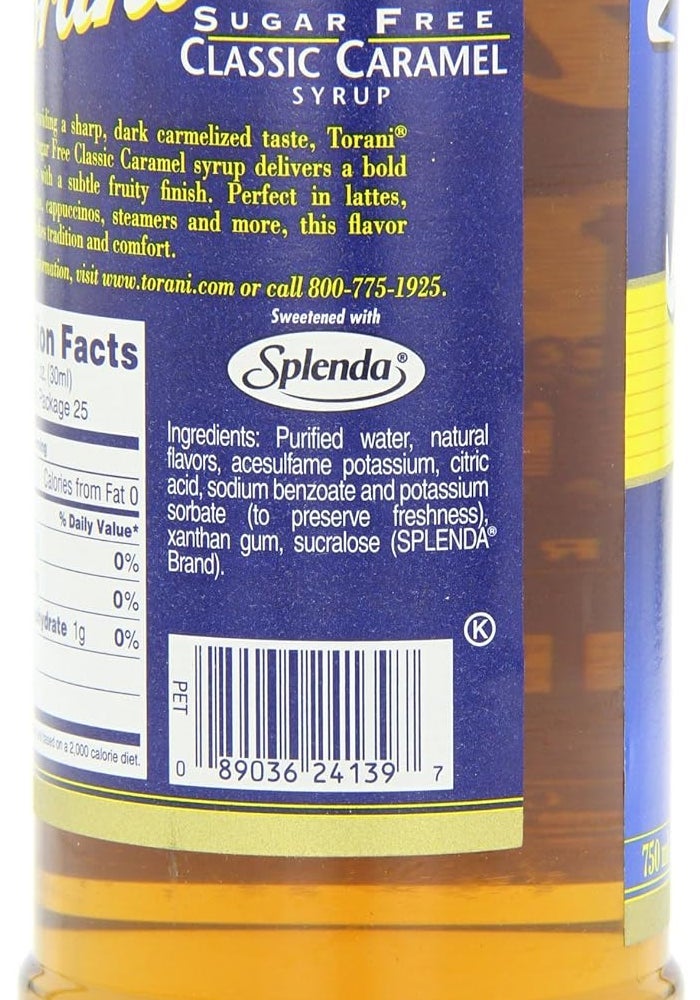 Torani Sugar Free Classic Caramel Syrup - 750 ml - Image 5